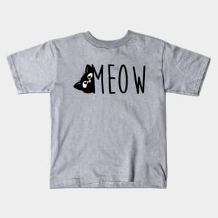 Meow black cat Kids T-Shirt